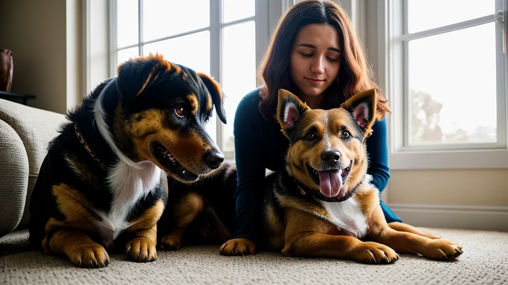 Ruhiger Mischlingshund im Wohnzimmer bei einer Beobachtungsübung